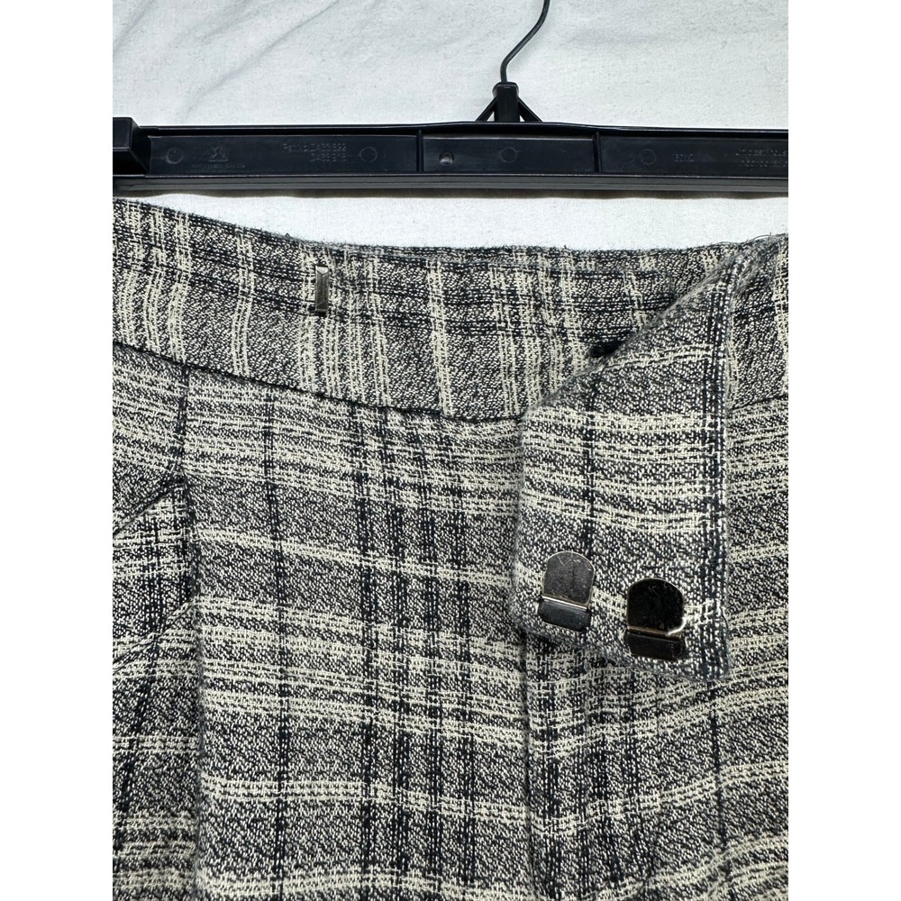 Free People Grey Plaid High Waisted Barrel Wide Leg Balloon Pants Size 0 - Picture 9 of 12